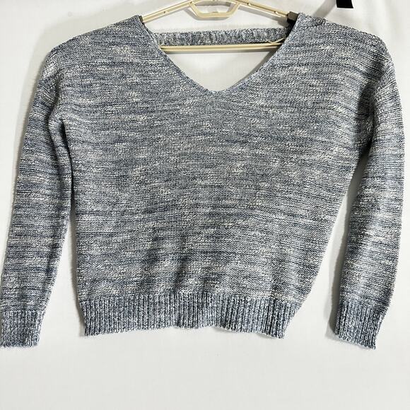 Express Sweater Women Size M Blue Twist Back VNeck Made in USA Y2K Preppy Dance - Picture 2 of 8